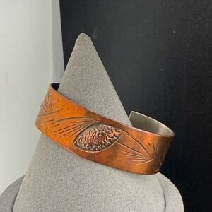 Vintage Stuart Nye Pinecone Copper Cuff Bracelet Nature 6"